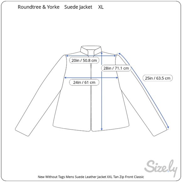 Roundtree & Yorke Suede Leather Jacket XXL Tan Zip Front Classic Look NEW - Picture 6 of 9